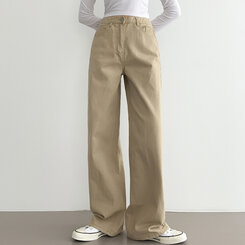 ベーシックストレートワイドパンツ5色(SHORT/BASIC/LONG) BEIGE(S)