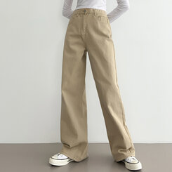 ベーシックストレートワイドパンツ5色(SHORT/BASIC/LONG) BEIGE(S)
