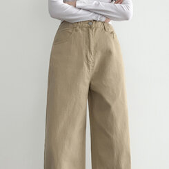 ベーシックストレートワイドパンツ5色(SHORT/BASIC/LONG) BEIGE(S)
