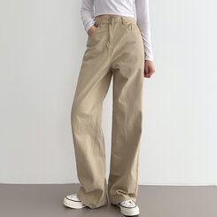 ベーシックストレートワイドパンツ5色(SHORT/BASIC/LONG) BEIGE(S)