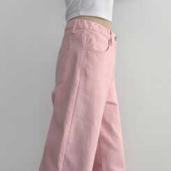 ベーシックストレートワイドパンツ5色(SHORT/BASIC/LONG) PINK(S)