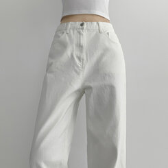 ベーシックストレートワイドパンツ5色(SHORT/BASIC/LONG) WHITE(S)