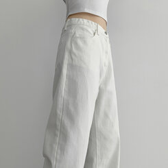 ベーシックストレートワイドパンツ5色(SHORT/BASIC/LONG) WHITE(S)