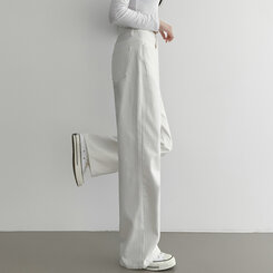 ベーシックストレートワイドパンツ5色(SHORT/BASIC/LONG) WHITE(S)
