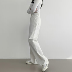 ベーシックストレートワイドパンツ5色(SHORT/BASIC/LONG) WHITE(S)