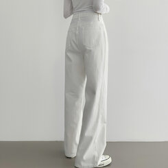 ベーシックストレートワイドパンツ5色(SHORT/BASIC/LONG) WHITE(S)