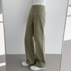 ベーシックストレートワイドパンツ5色(SHORT/BASIC/LONG) KHAKI(S)