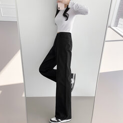 ベーシックストレートワイドパンツ5色(SHORT/BASIC/LONG) BLACK(S)