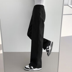 ベーシックストレートワイドパンツ5色(SHORT/BASIC/LONG) BLACK(S)