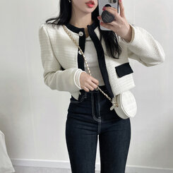 2PLAN フレンチツイードクロップジャケット アイボリー 2PLAN フレンチツイードクロップジャケット アイボリー ツイード