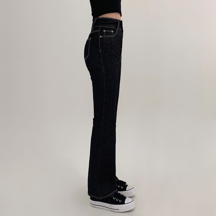ツーボタンブーツカットデニムパンツ(SHORT/BASIC/LONG) DEEP BLUE