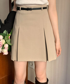 ベルテッドボックスプリーツミニスカート｜ミニスカート｜韓国