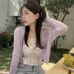 フラワーパターンリボンキャミソール パープル