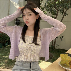 フラワーパターンリボンキャミソール パープル