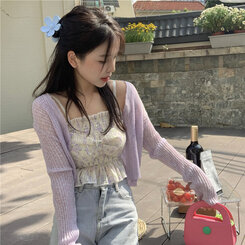 フラワーパターンリボンキャミソール パープル