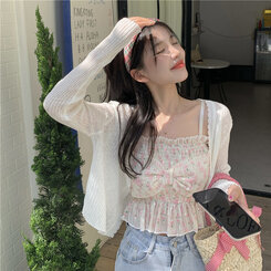 フラワーパターンリボンキャミソール ピンク