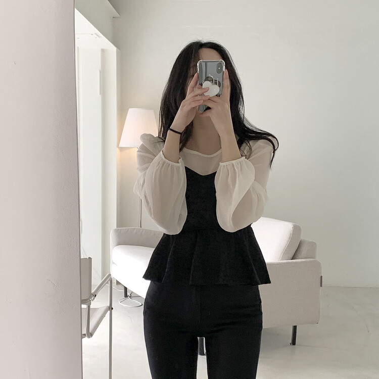 【美品】yuhan wang フラワー レース ビスチェ シースルー ブラウス by muni:r ブラウス シャツ フラワーリボンシースルービスチェ