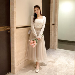 ロングチュールスカート|ミディ/ロングスカート|韓国 ロングチュールスカート|ミディ/ロングスカート|韓国