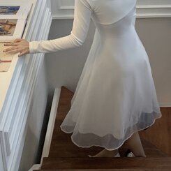 シフォンアンバランスオフショルダーロングワンピース アイボリー