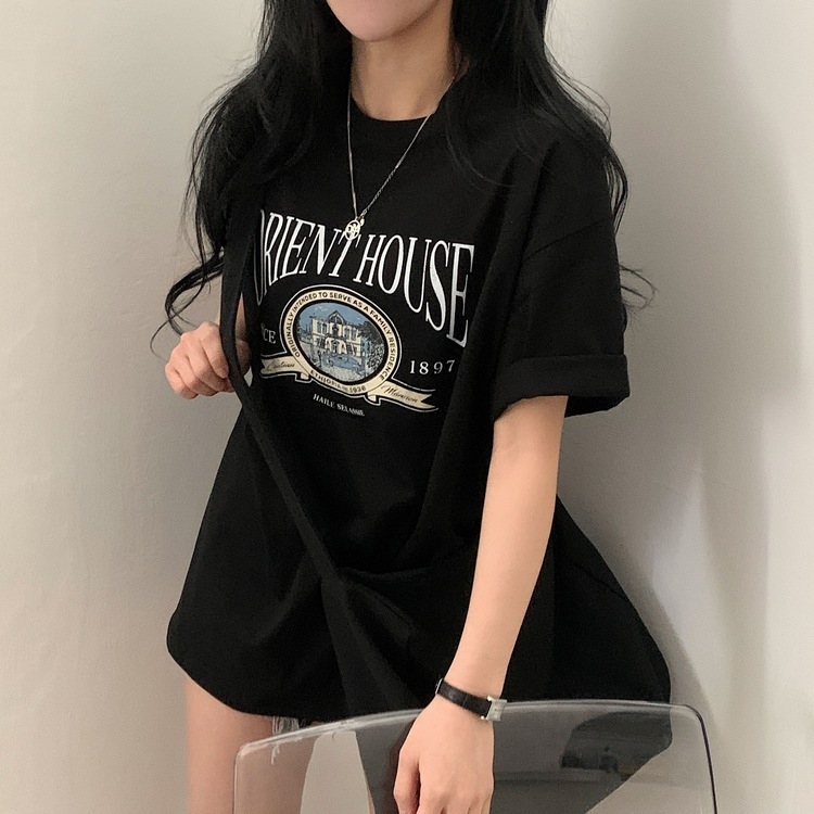 빈티지한매력 오버핏 레터링 박스 반팔티셔츠 3color 블랙