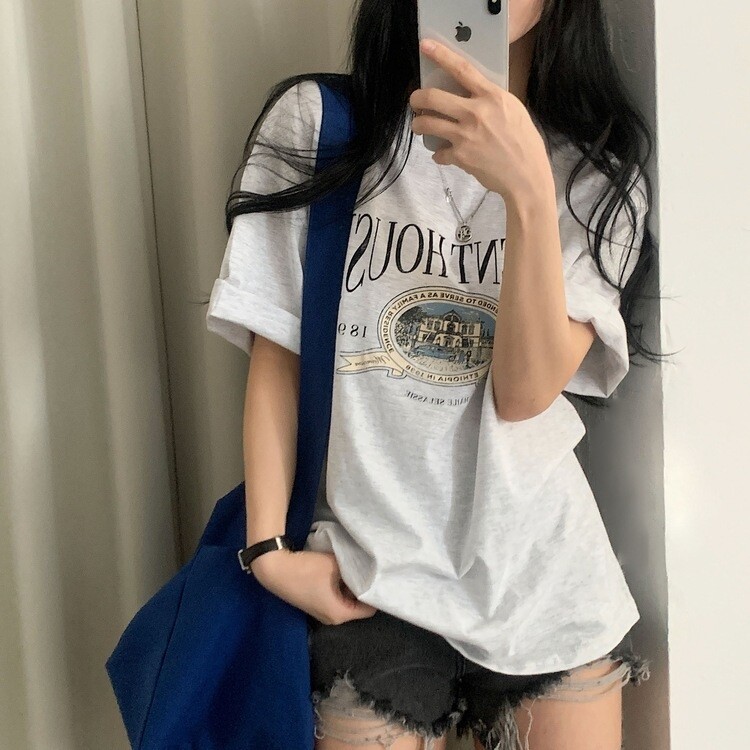 빈티지한매력 오버핏 레터링 박스 반팔티셔츠 3color 백메란지