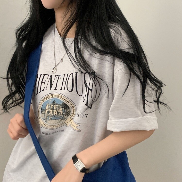 빈티지한매력 오버핏 레터링 박스 반팔티셔츠 3color 백메란지