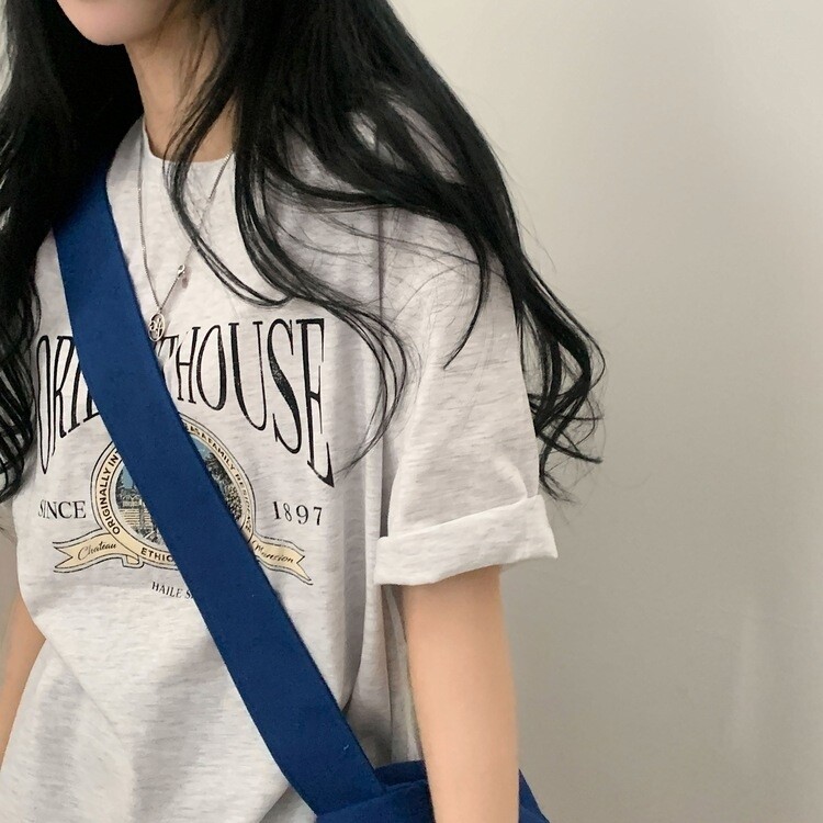 빈티지한매력 오버핏 레터링 박스 반팔티셔츠 3color 백메란지