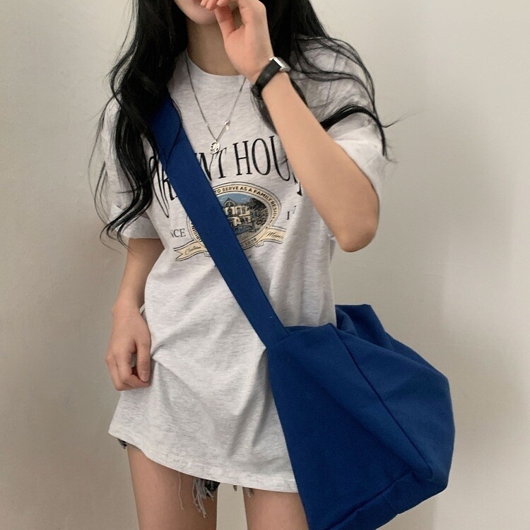 빈티지한매력 오버핏 레터링 박스 반팔티셔츠 3color 백메란지