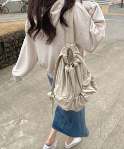 バックバッグ・スクールバッグ ナイロンストリングバッグ BEIGE