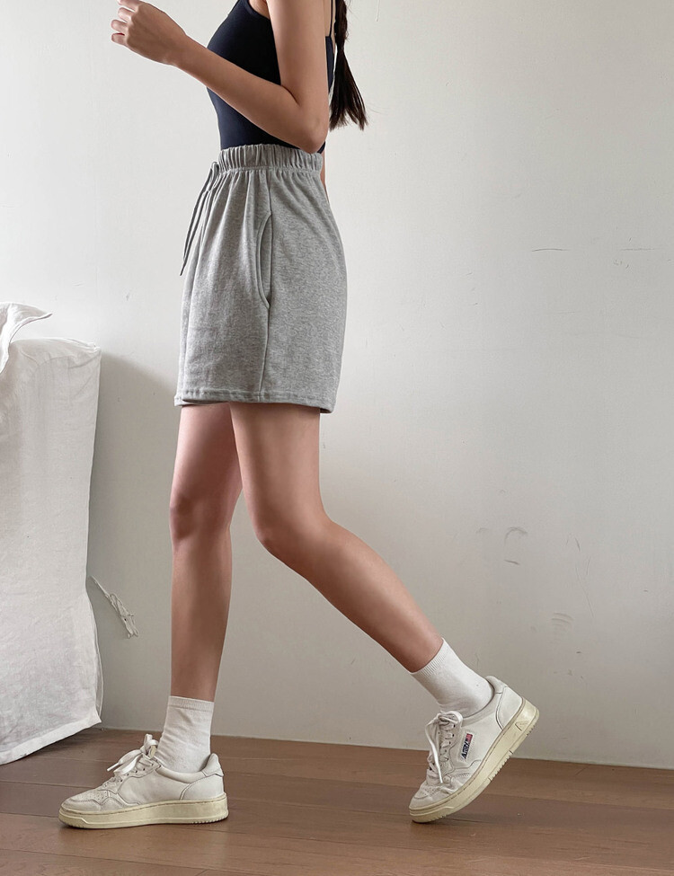[SHORT/LONG]12カラーゴムショートパンツ グレー
