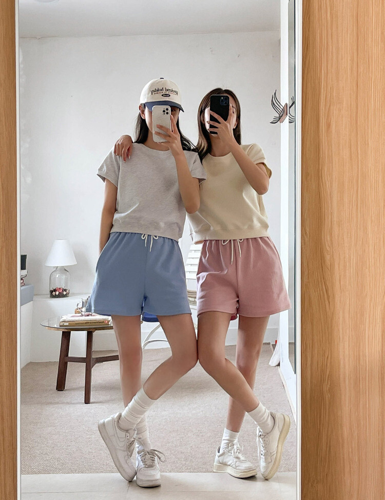 [SHORT/LONG]12カラーゴムショートパンツ スカイブルー