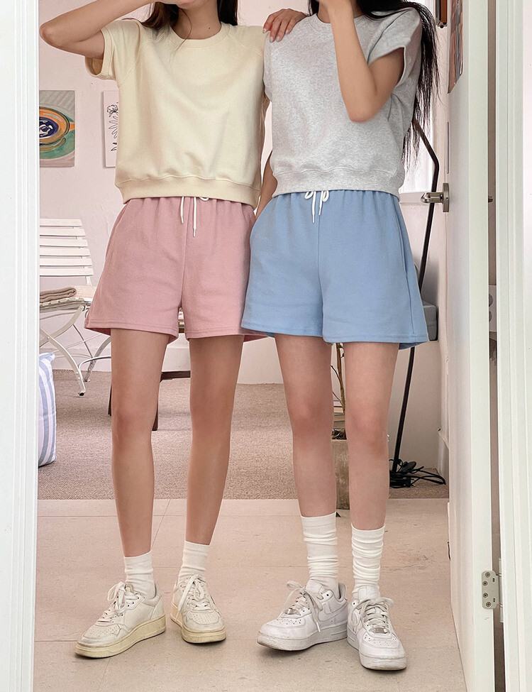 [SHORT/LONG]12カラーゴムショートパンツ スカイブルー