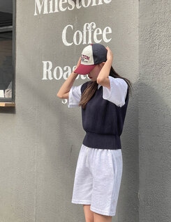 [SHORT/LONG]12カラーゴムショートパンツ メランジグレー