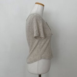 ピンタックスナップオフショルダークロップTシャツ5色