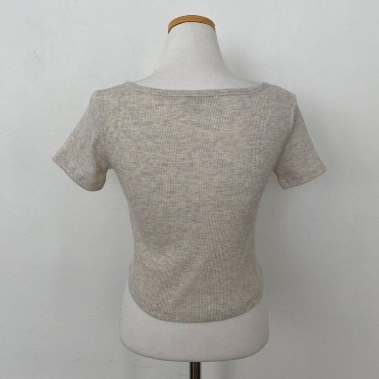 ピンタックスナップオフショルダークロップTシャツ5色
