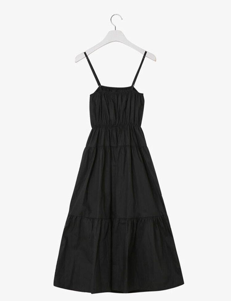 ロングワンピース Aラインシャーリングロングワンピース(2color)
