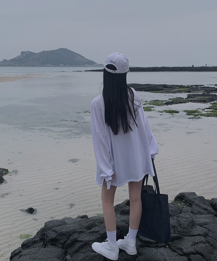 スリットオーバーフィットトレーナー ホワイト