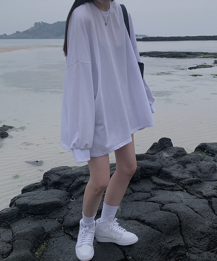 スリットオーバーフィットトレーナー ホワイト