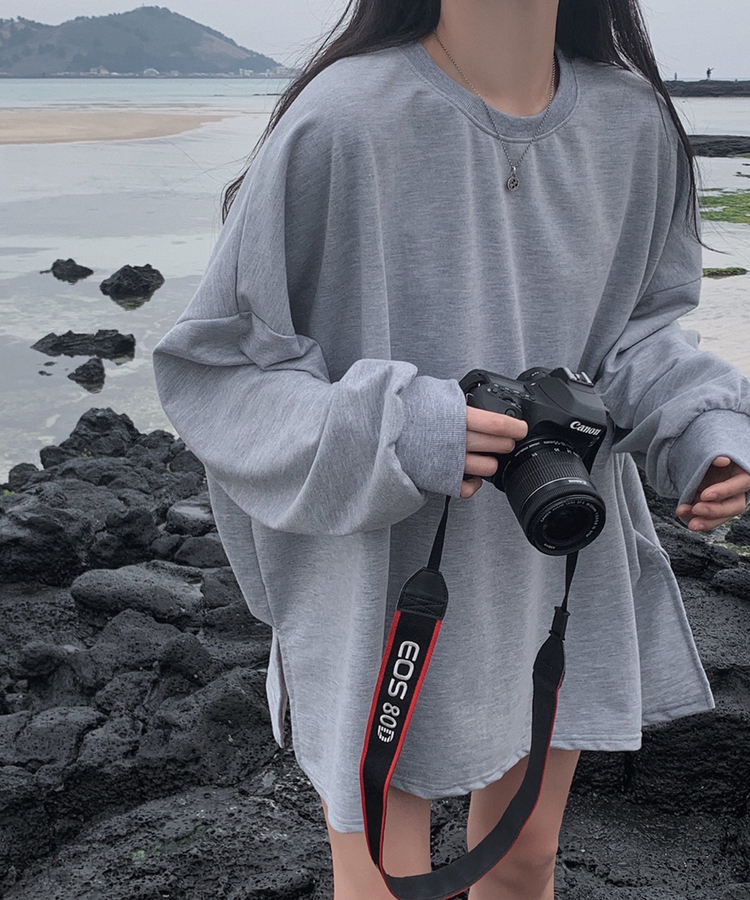 スリットオーバーフィットトレーナー グレー