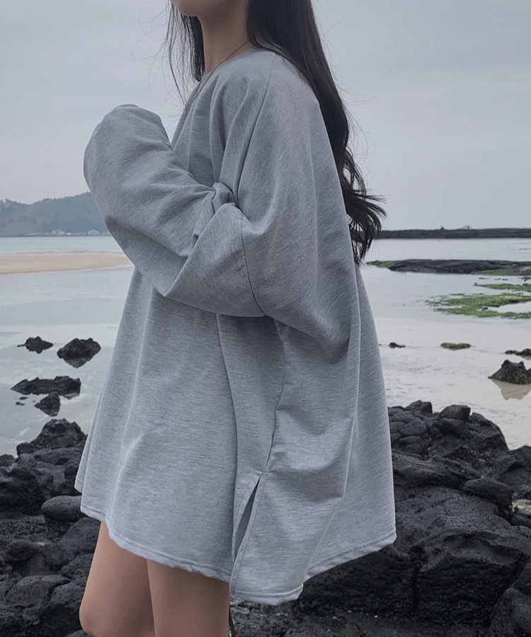 スリットオーバーフィットトレーナー グレー