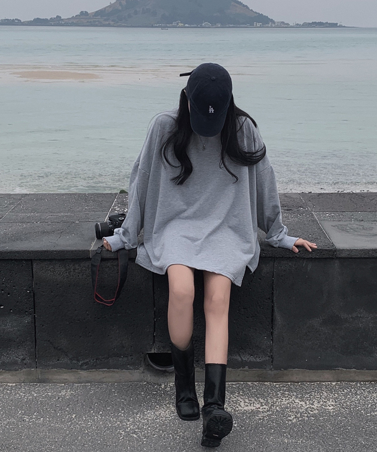 スリットオーバーフィットトレーナー グレー