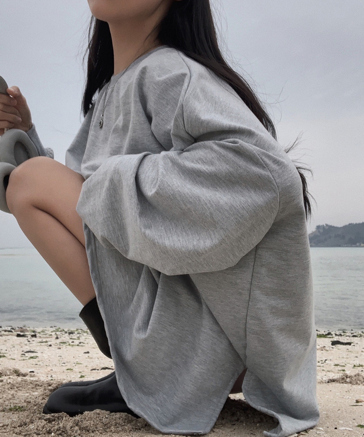 スリットオーバーフィットトレーナー グレー