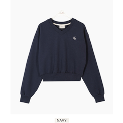 LINKABLE トレーナー STS30279 BLD刺繍Vネッククロップトレーナー5色 スウェット