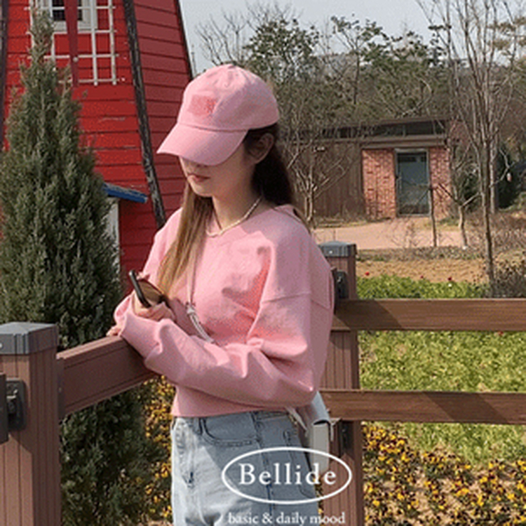 BLD刺繍Vネッククロップトレーナー5色｜スウェット｜韓国ファッション