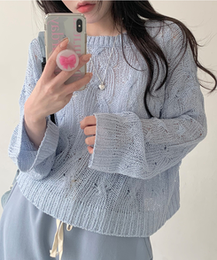 シースルーピンタックルーズフィットニット5色｜ニット｜韓国