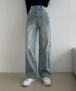 ハイウエストストレートワイドデニムパンツ(SHORT/LONG) LIGHT DENIM