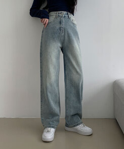 ハイウエストストレートワイドデニムパンツ(SHORT/LONG) LIGHT DENIM