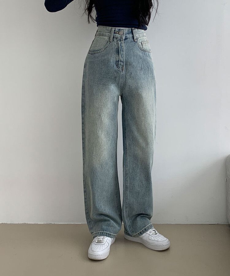 ハイウエストストレートワイドデニムパンツ(SHORT/LONG) LIGHT DENIM