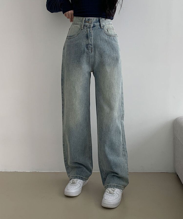 ハイウエストストレートワイドデニムパンツ(SHORT/LONG) LIGHT DENIM