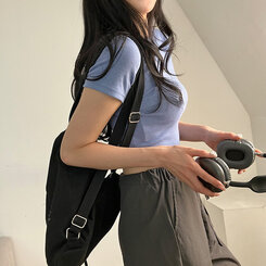 半袖Tシャツ ベーシックスリムクロップTシャツ7色 SKY BLUE